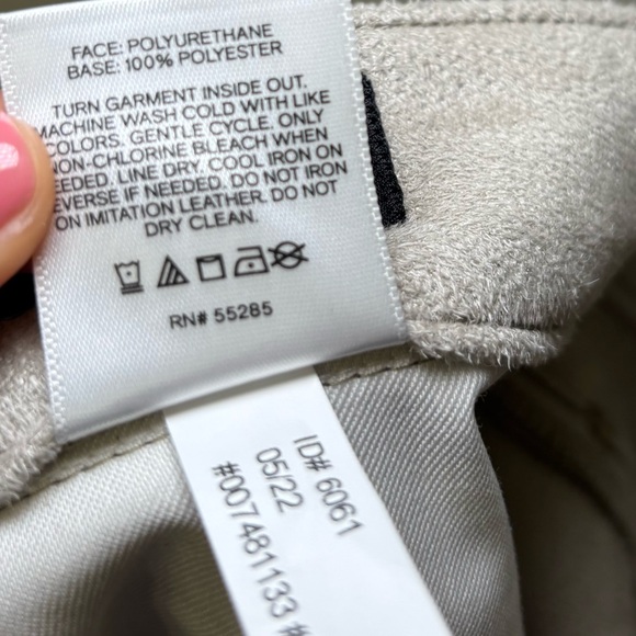 Express Women's Taupe Faux Leather Straight Leg Pants - Picture 8 of 8